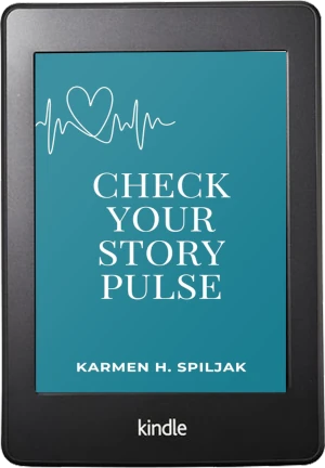 Check your Story Pulse book cover - teal with a drawing of the heartbeat line and the heart