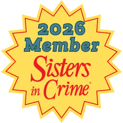 Yellow Star sticker with 2026 member Sister in Crime written in it in blue and red letters