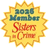 Yellow Star sticker with 2026 member Sister in Crime written in it in blue and red letters